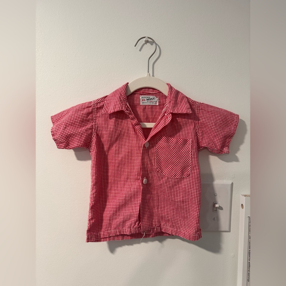 Vintage toddler red gingham top